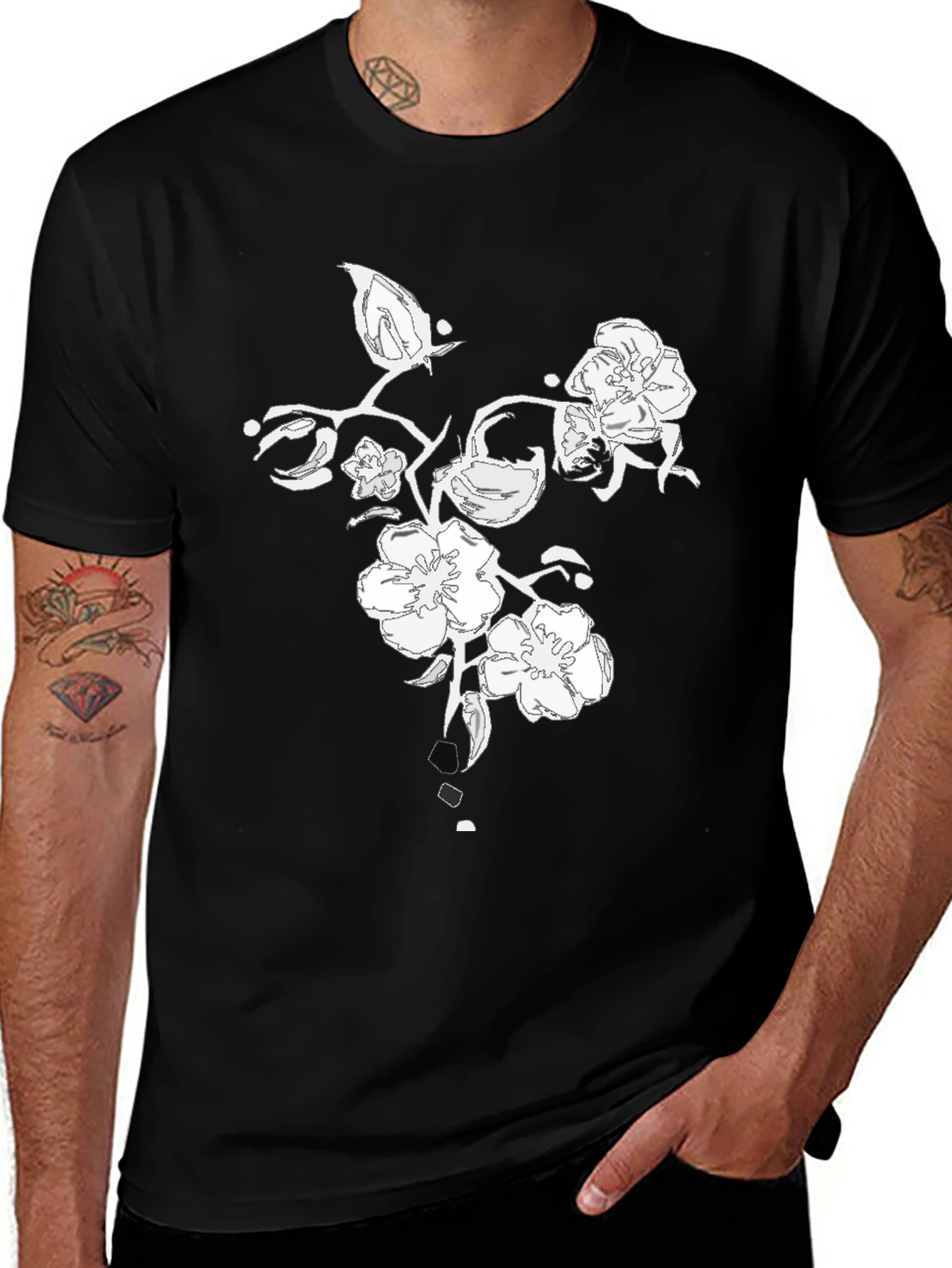 Variant 16 of Floral Graphic Black T-Shirt