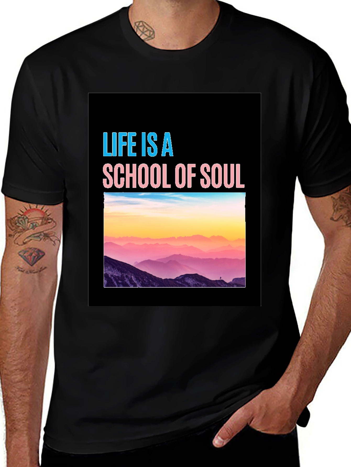 Life is a School of Soul Black T-Shirt