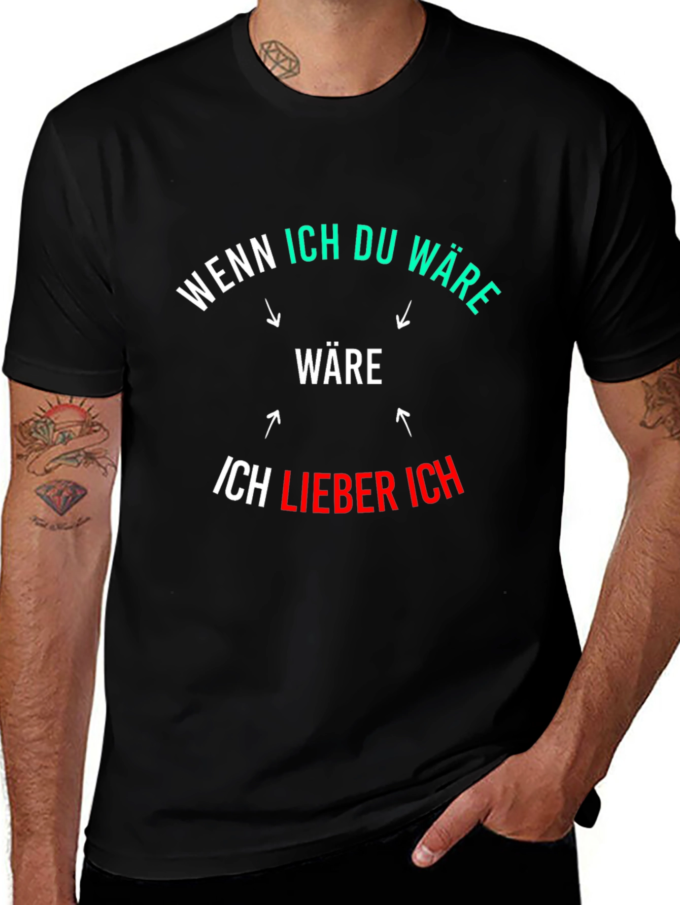 Variant 9 of Funny German Phrase Graphic Black T-Shirt