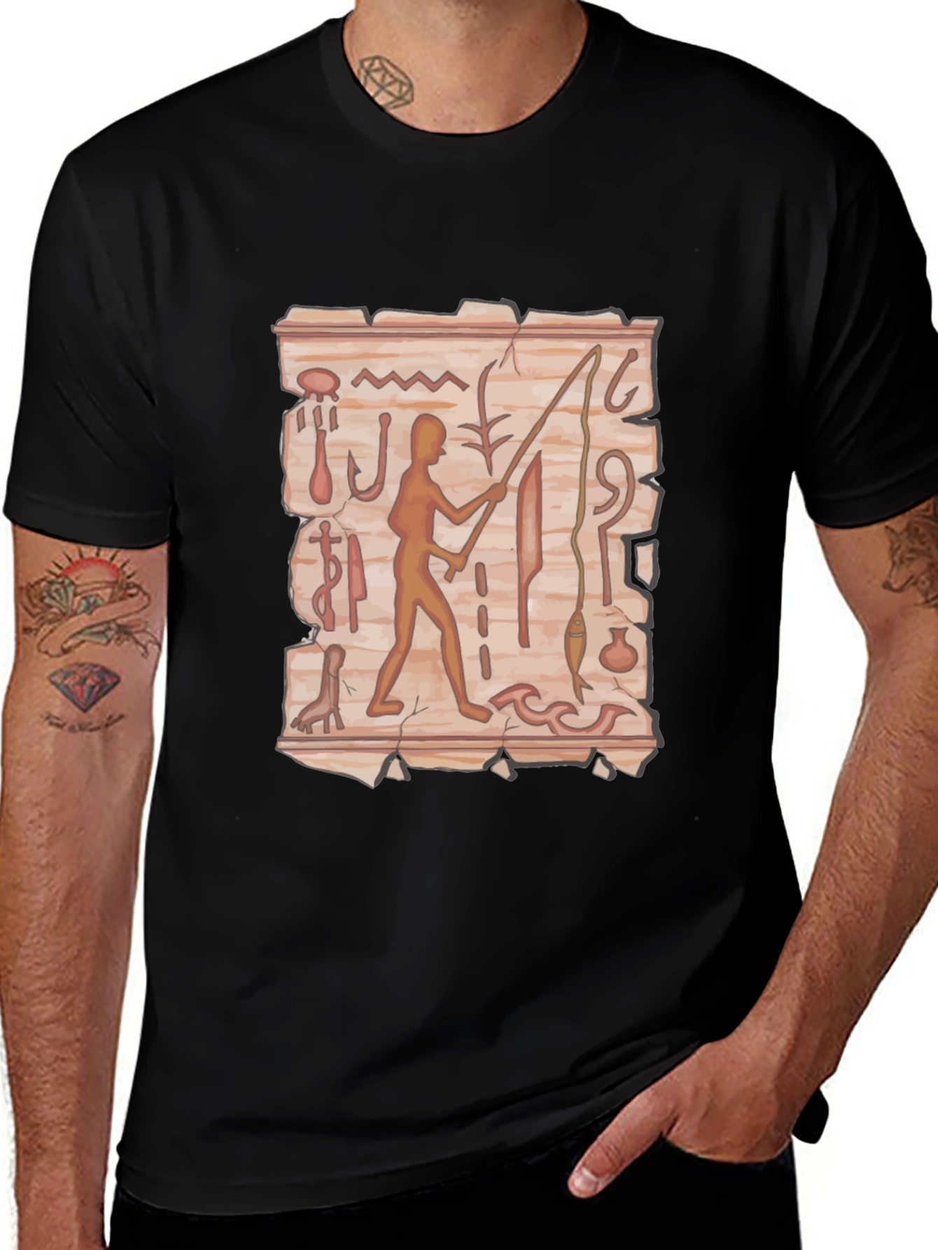 Variant 24 of Hieroglyphic Fisherman Graphic Tee