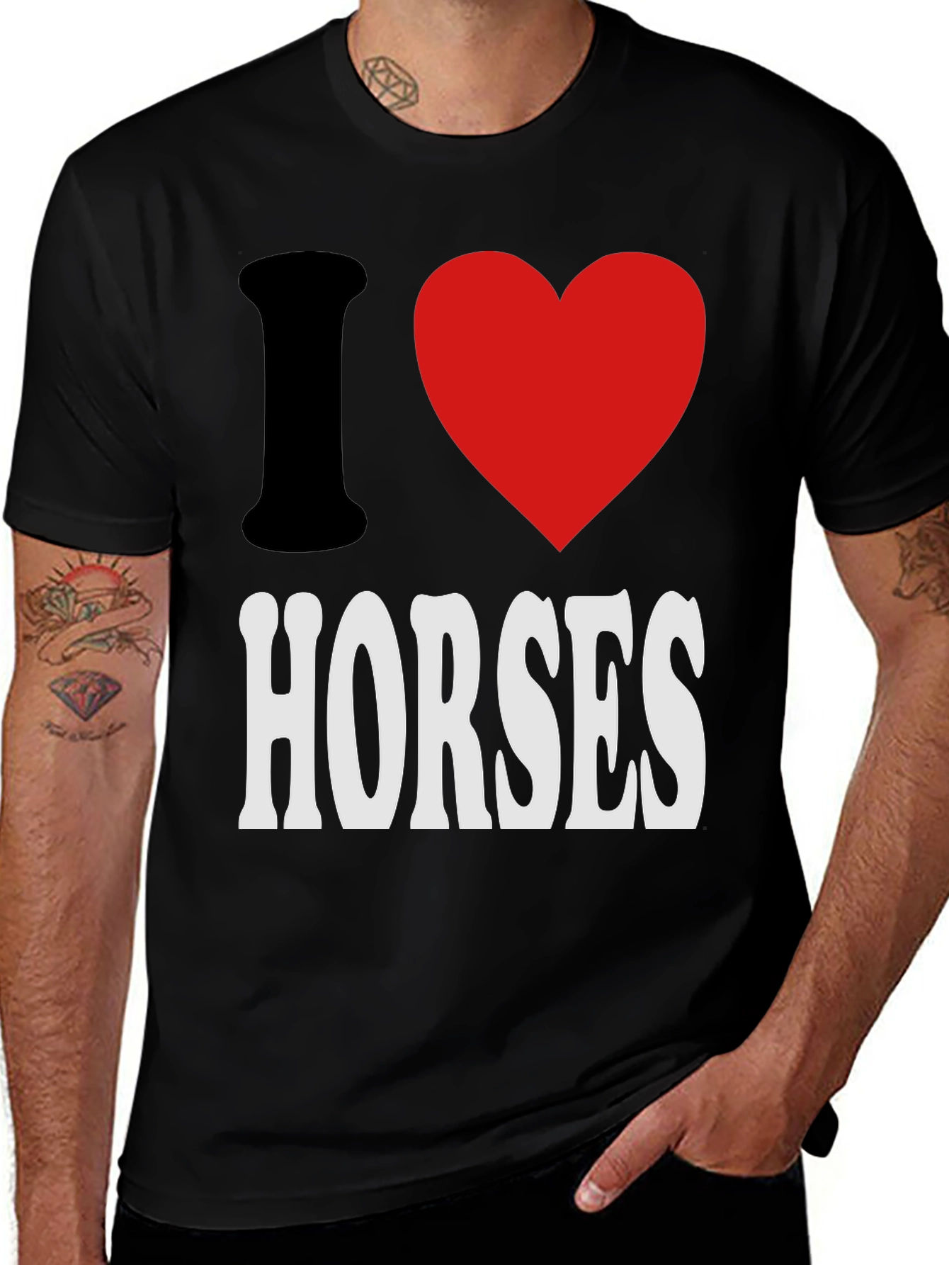 Variant 11 of I Heart Horses Black Graphic Tee