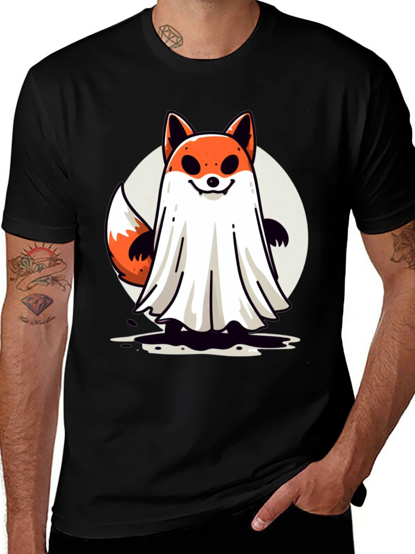 Variant 23 of Ghost Fox Graphic Tee - Spooky Halloween T-Shirt