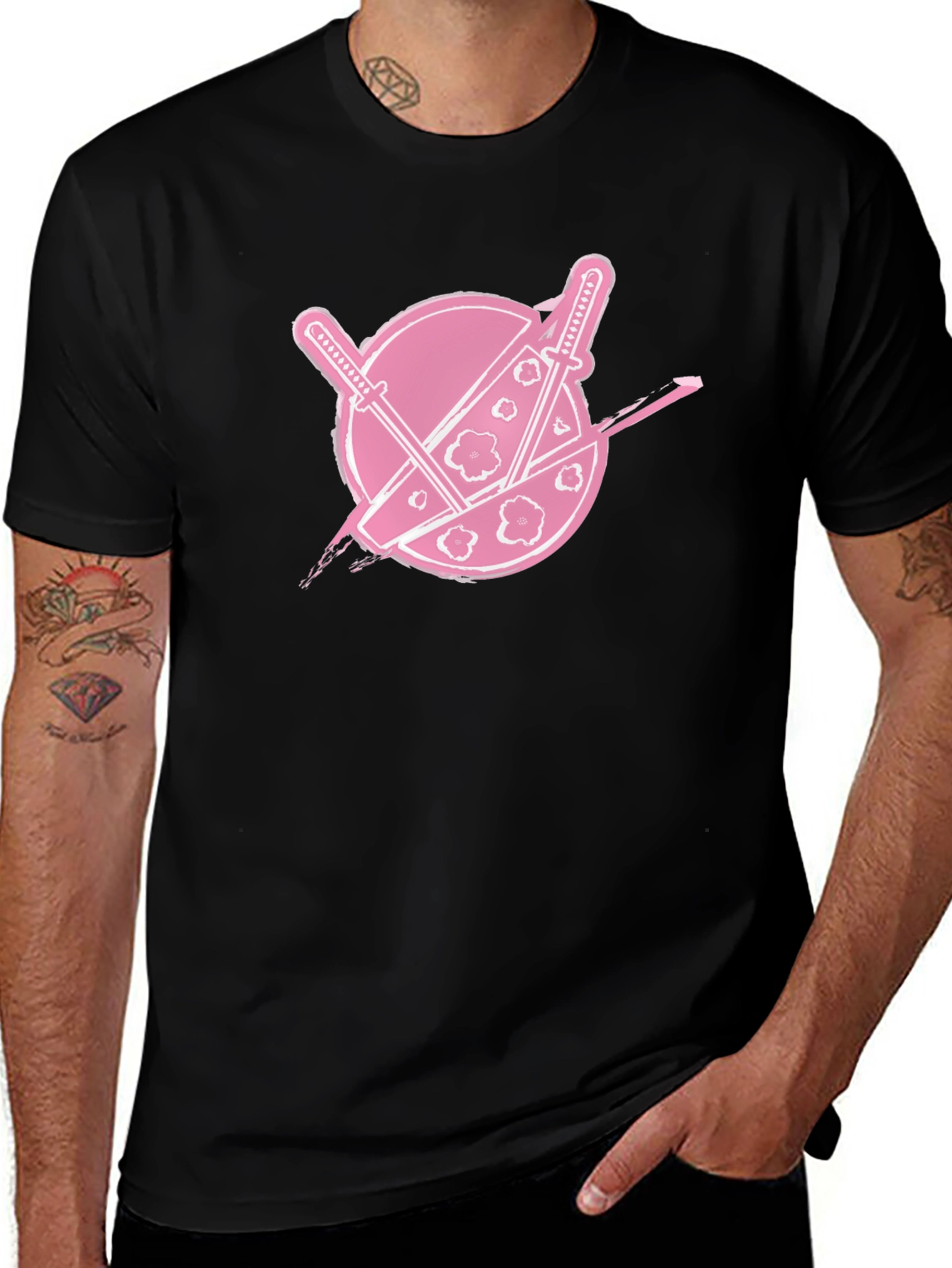 Variant 2 of Samurai Pink Logo Black T-Shirt