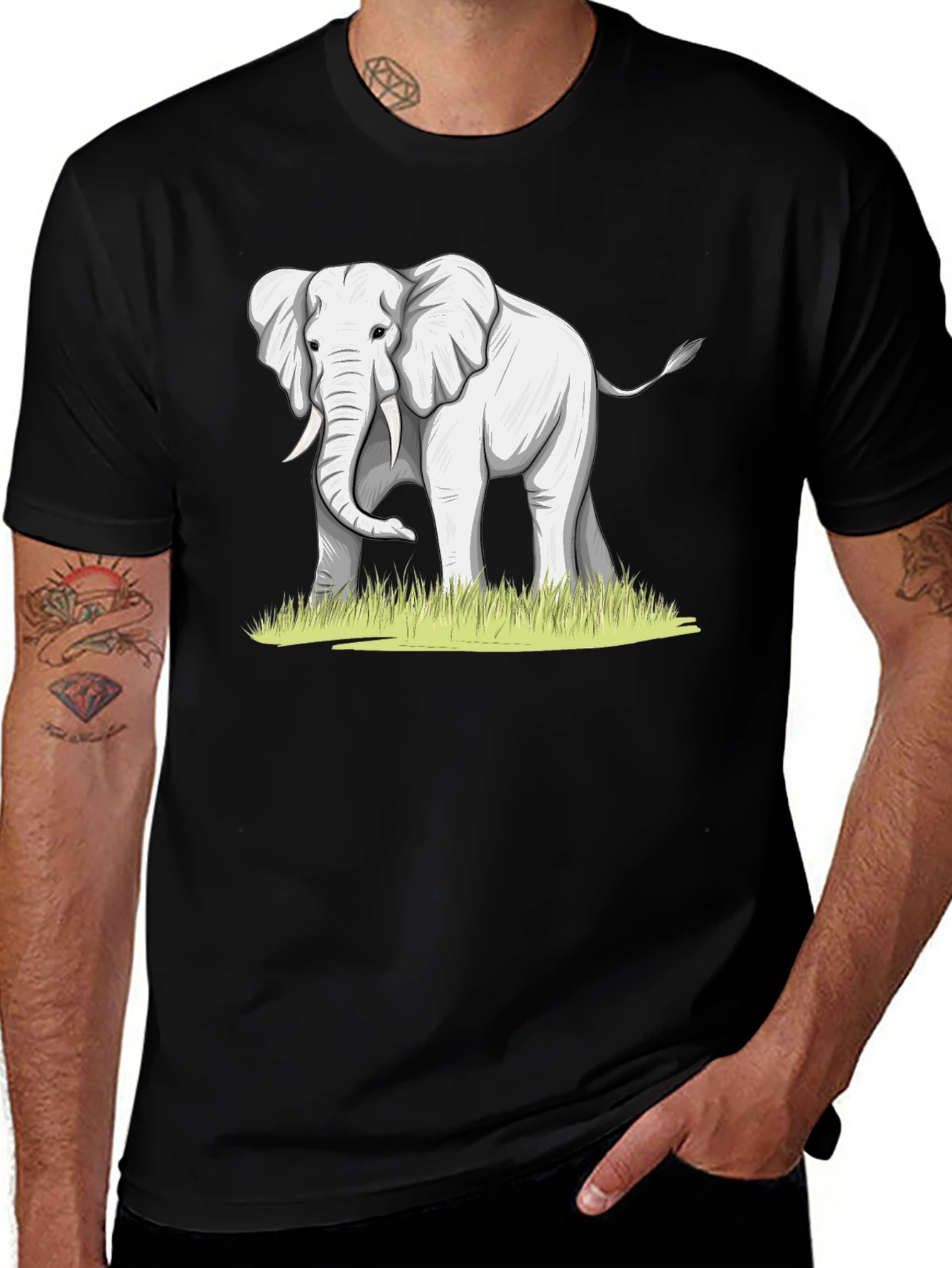 Variant 20 of Elephant Graphic Tee - Black Cotton Comfort