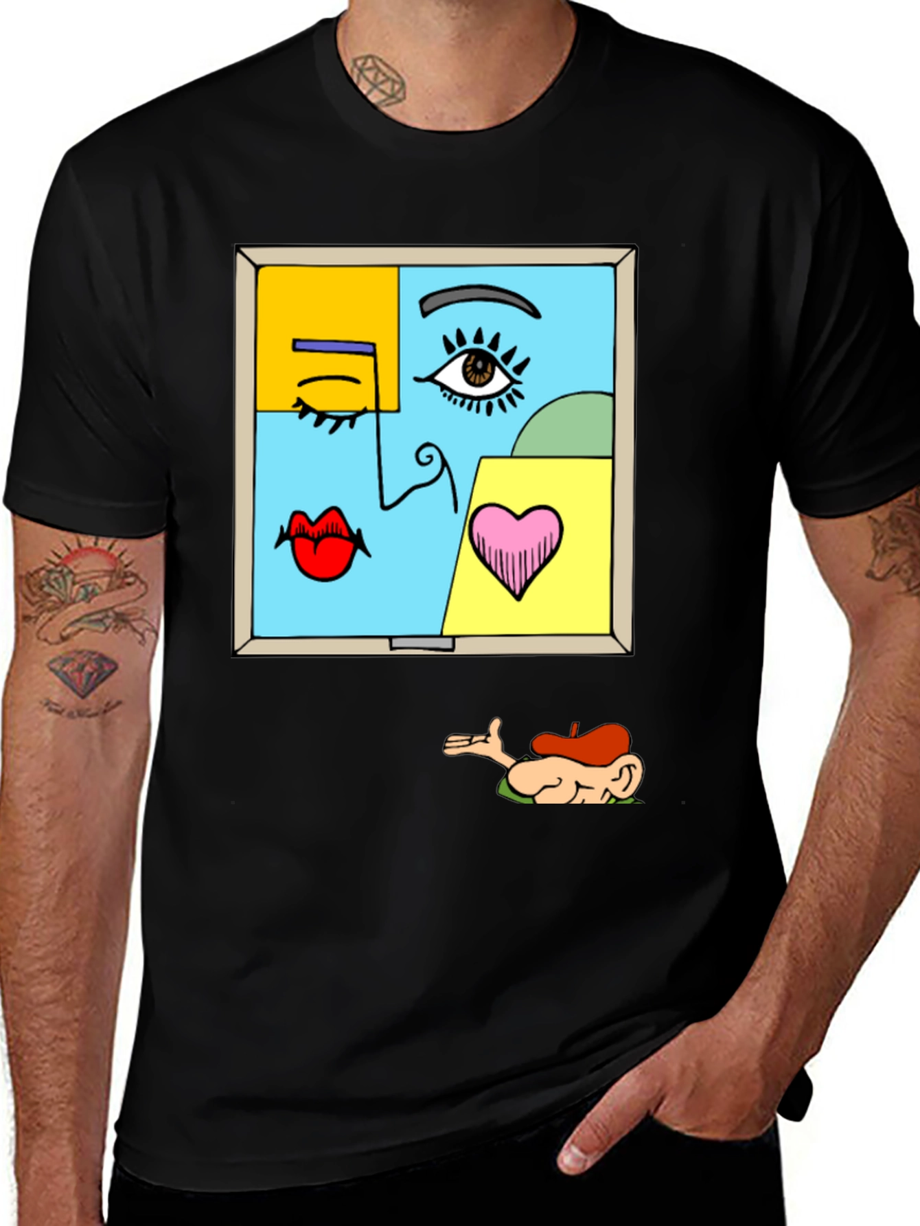 Variant 29 of Abstract Art Graphic Tee - Black Crewneck T-Shirt