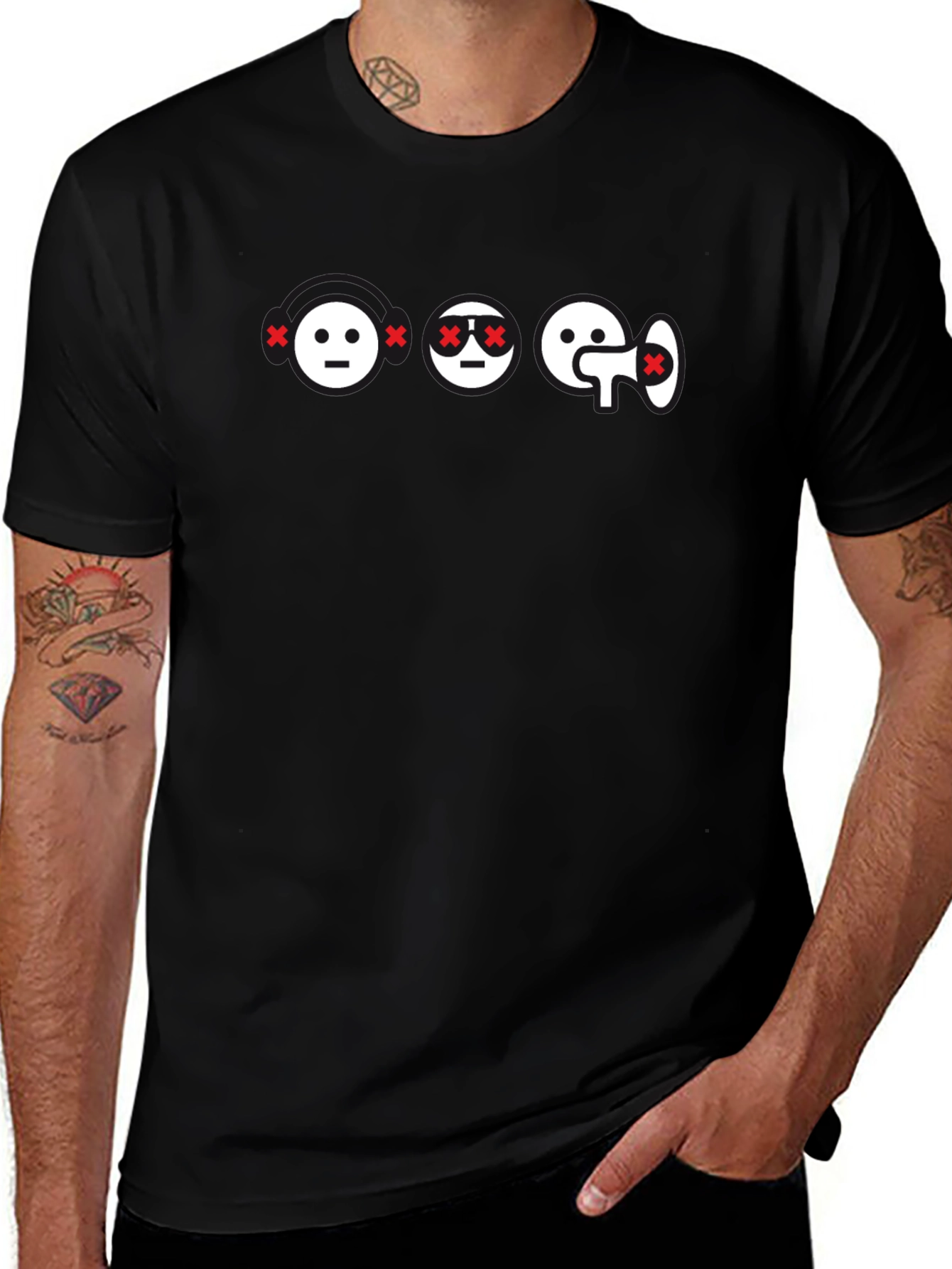 Variant 2 of Emoji T-Shirt -  Black Crew Neck Graphic Tee