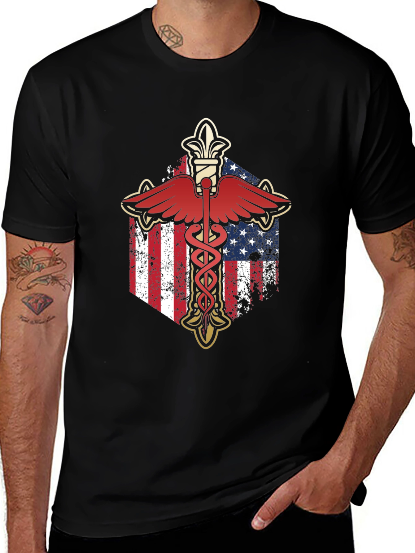 Variant 27 of American Flag Caduceus T-Shirt