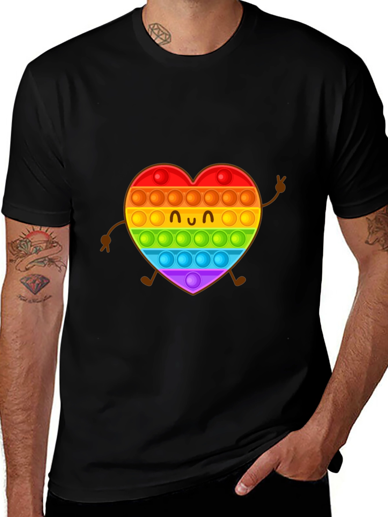 Variant 25 of Rainbow Heart Pop It Fidget T-Shirt