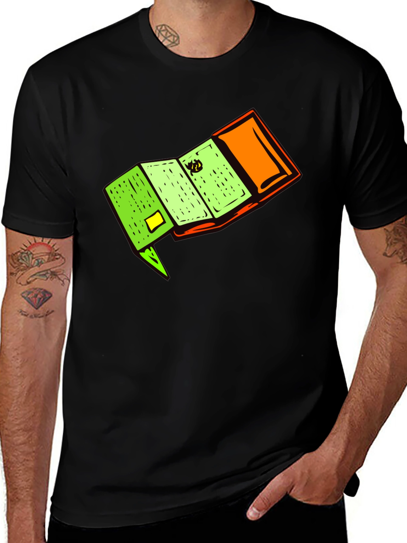 Variant 29 of Novelty Cartoon Wallet Graphic Black T-Shirt