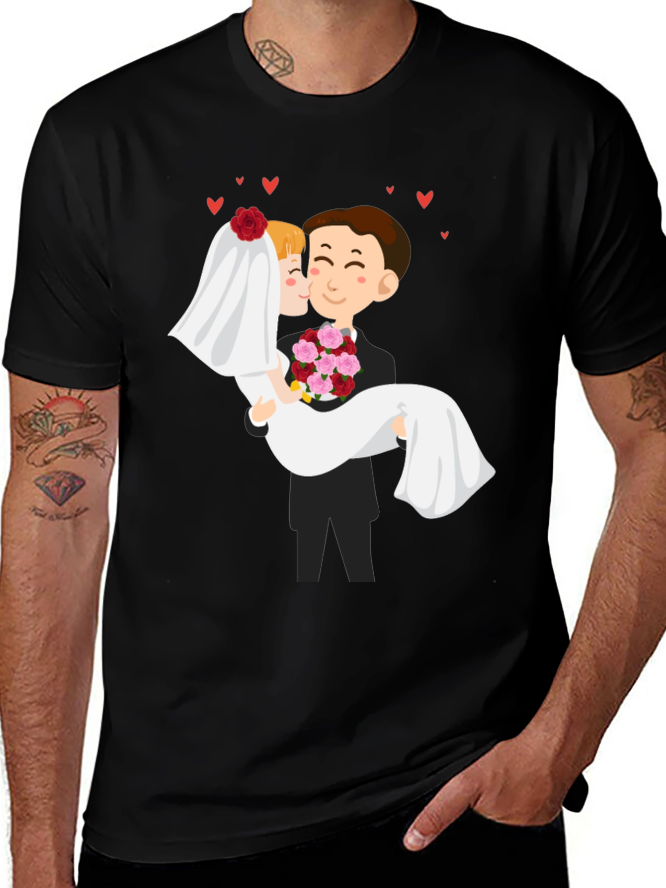 Variant 14 of Bride and Groom Graphic Black T-Shirt
