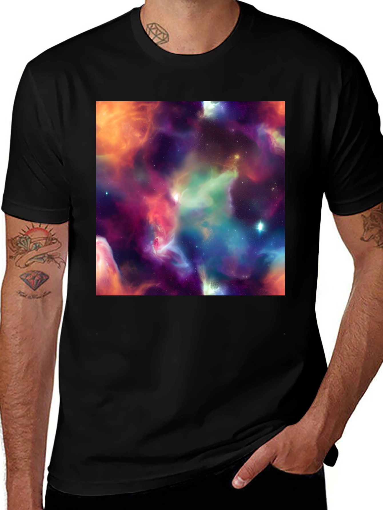 Variant 29 of Nebula Print Black T-Shirt
