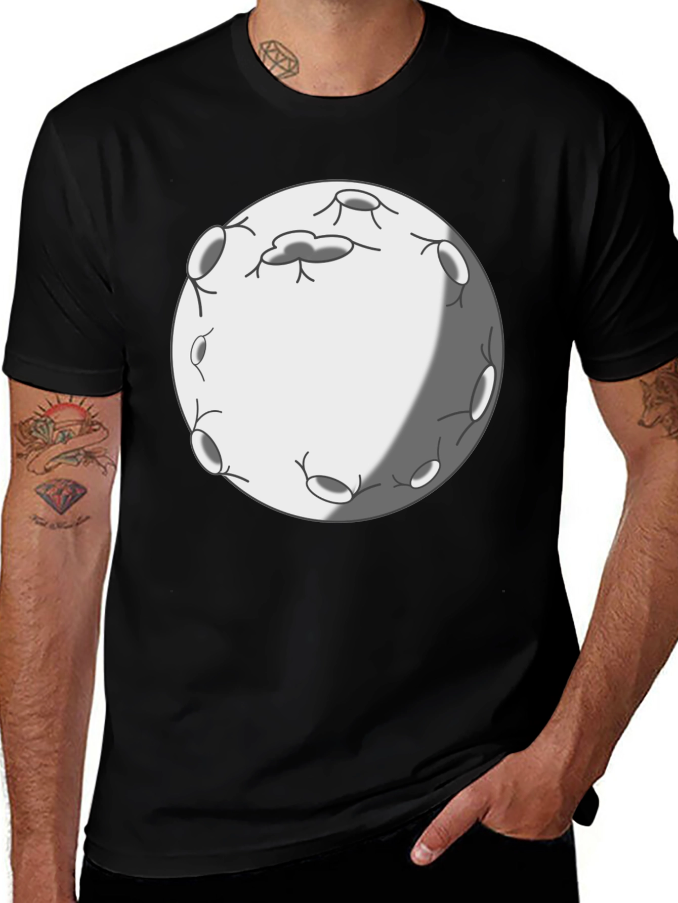 Variant 15 of Cartoon Moon Graphic Tee - Black