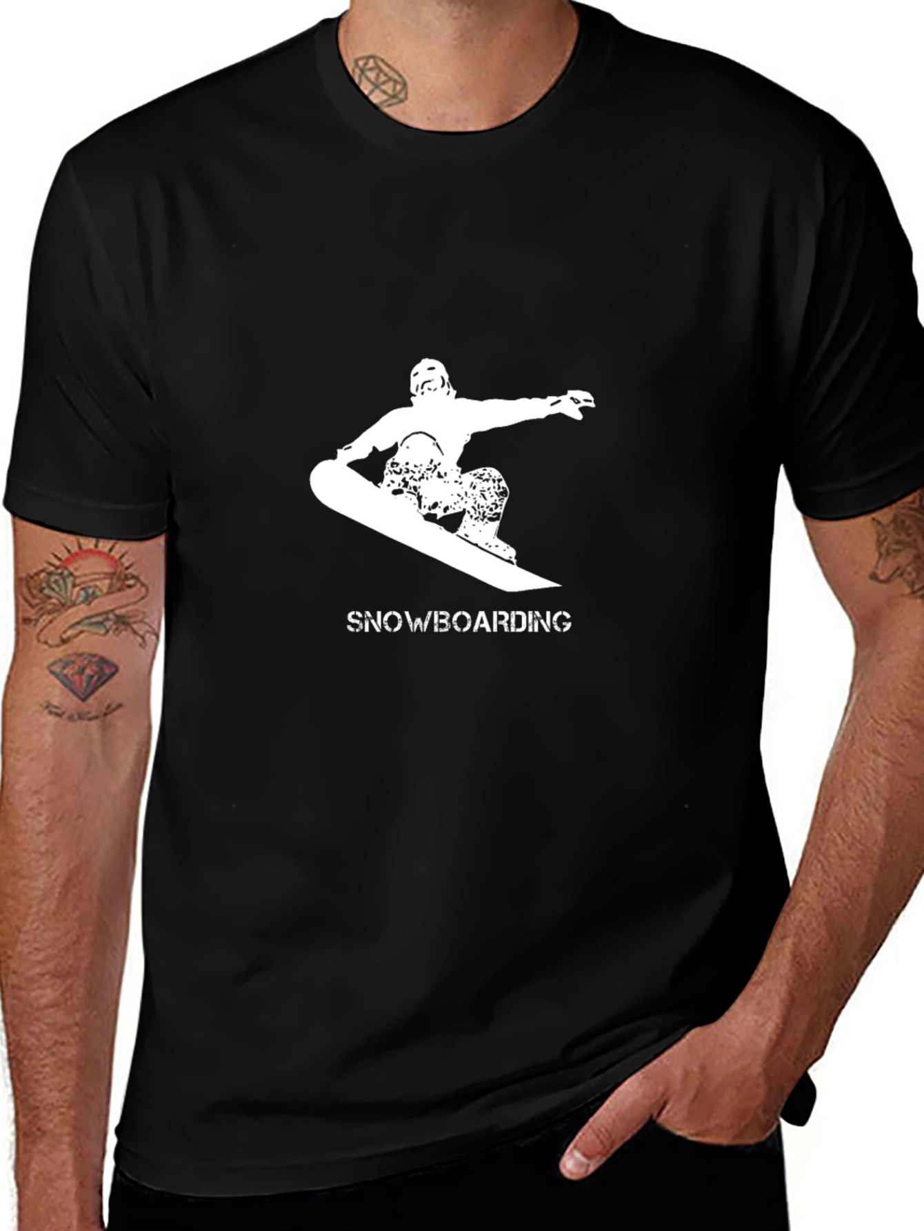 Variant 12 of Snowboarding Graphic Tee - Black Casual T-Shirt