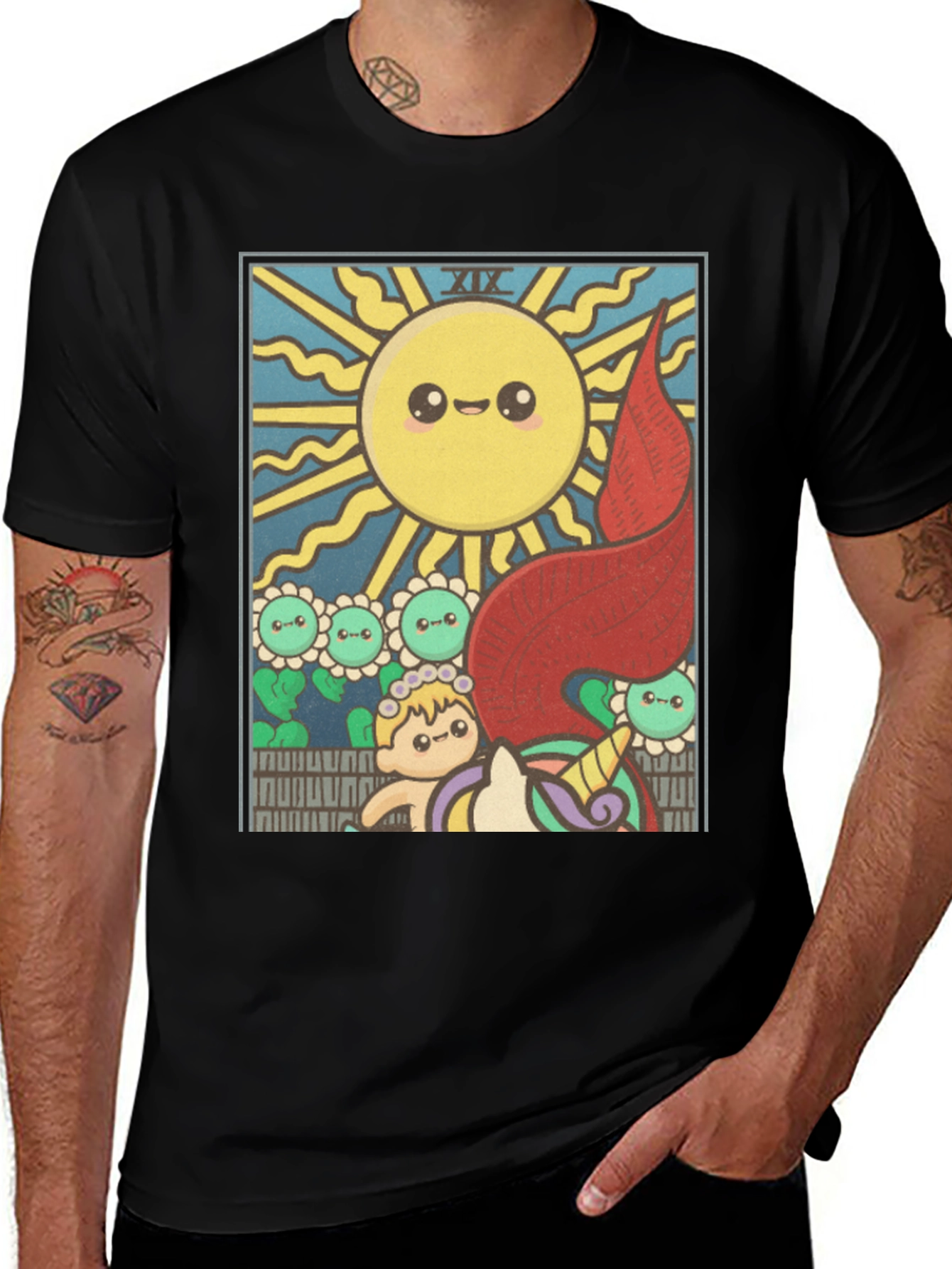 Variant 14 of Kawaii Tarot Card Sun Graphic T-Shirt