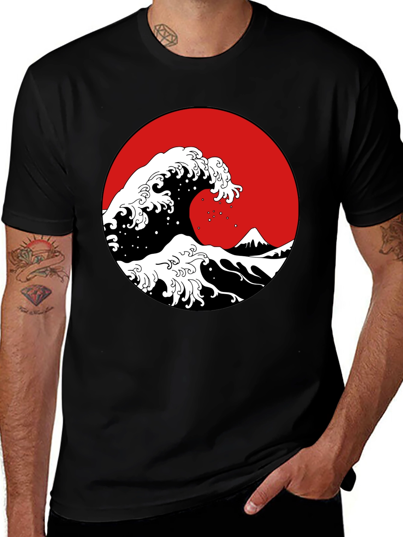 Black Great Wave Graphic Tee -  Classic Japanese Art main image