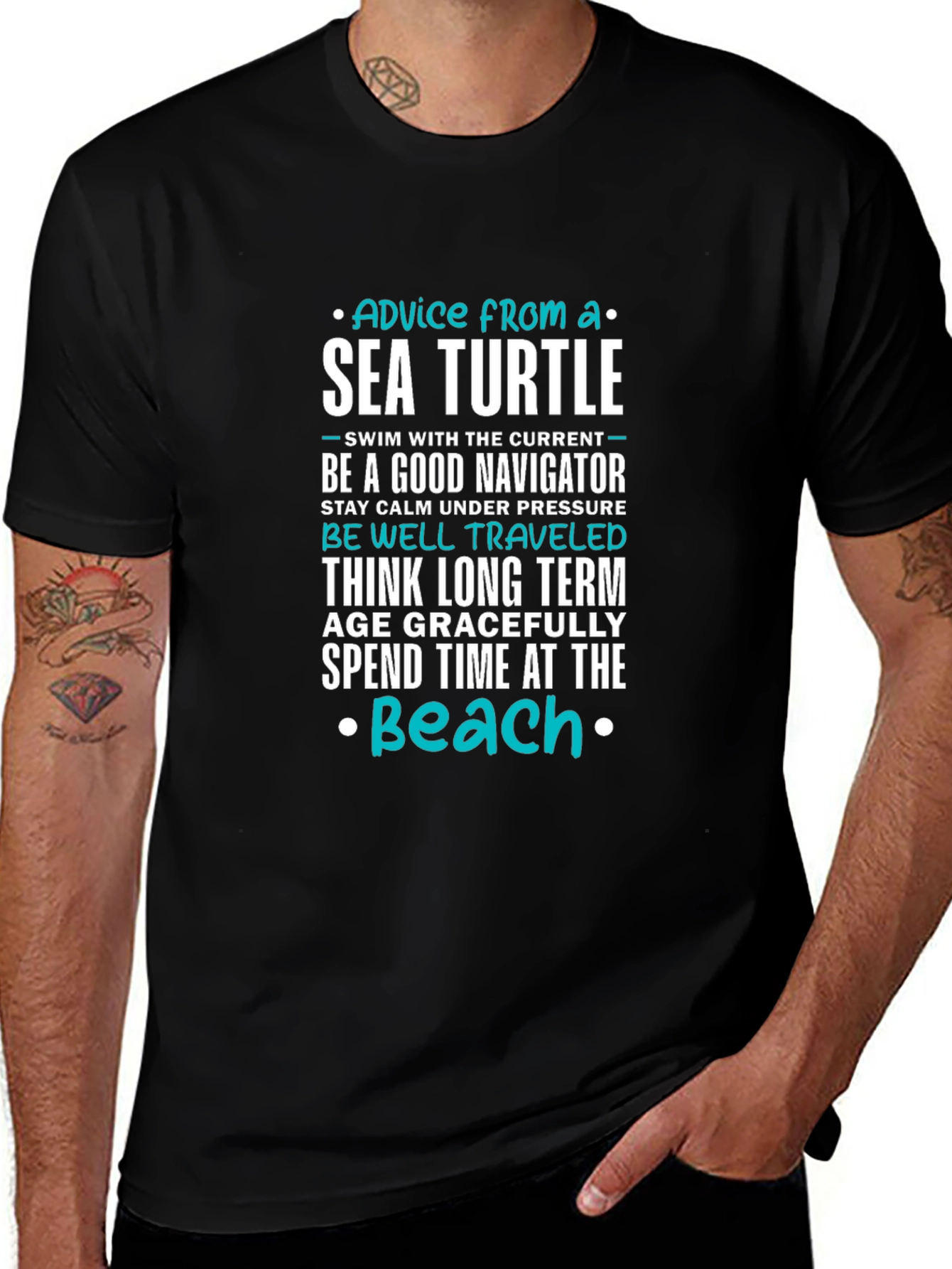 Variant 28 of Sea Turtle Advice T-Shirt - Inspirational Beach Tee