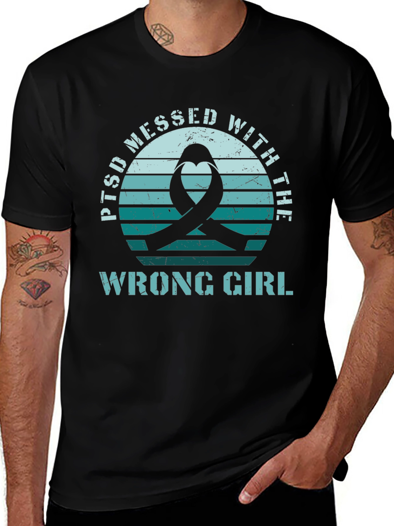 PTSD Awareness Ribbon Graphic T-Shirt