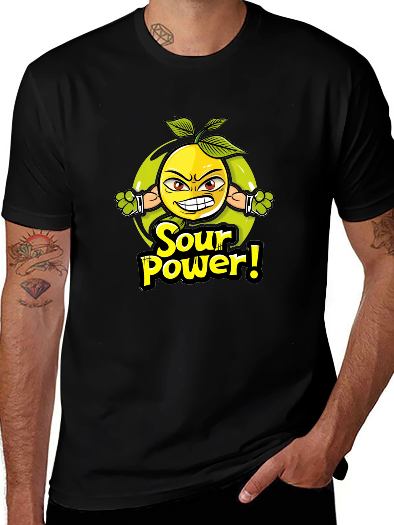 Sour Power T-Shirt: Angry Lemon Graphic Tee