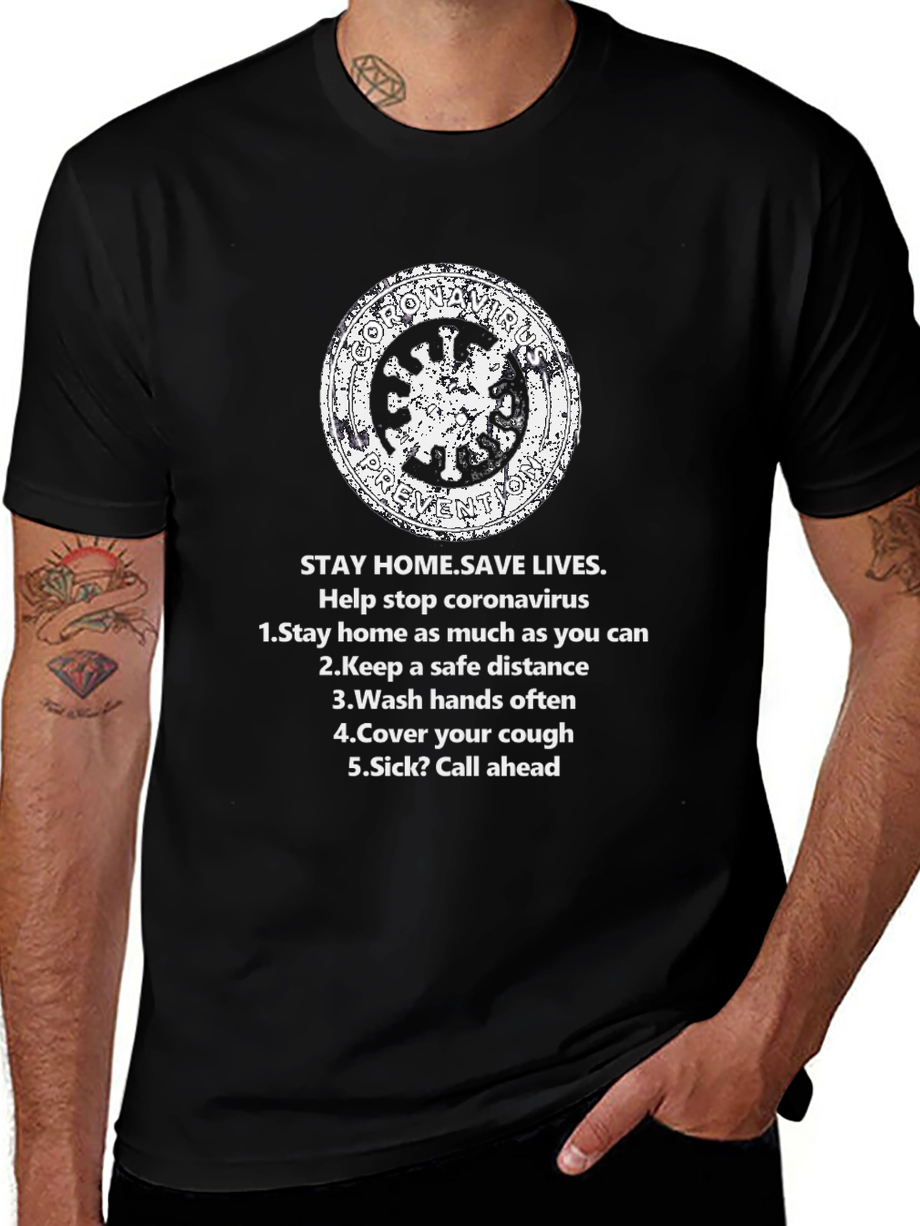 Variant 20 of Stay Home Save Lives COVID Prevention T-Shirt
