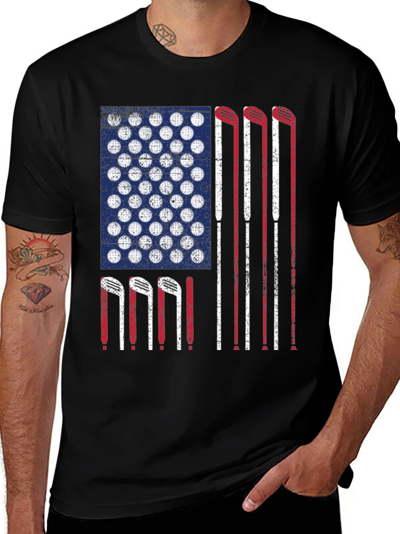 Variant 11 of Golf Flag Tee - Patriotic Golf Clubs Design