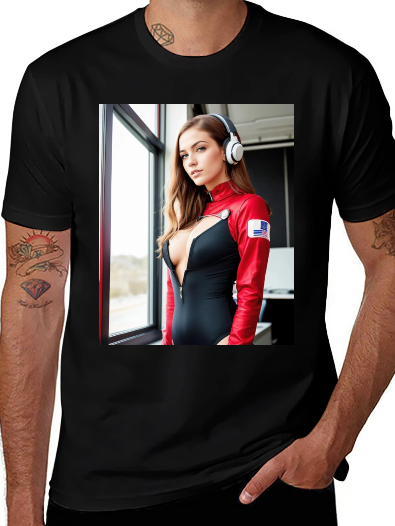 Variant 14 of Black T-Shirt with Model Graphic