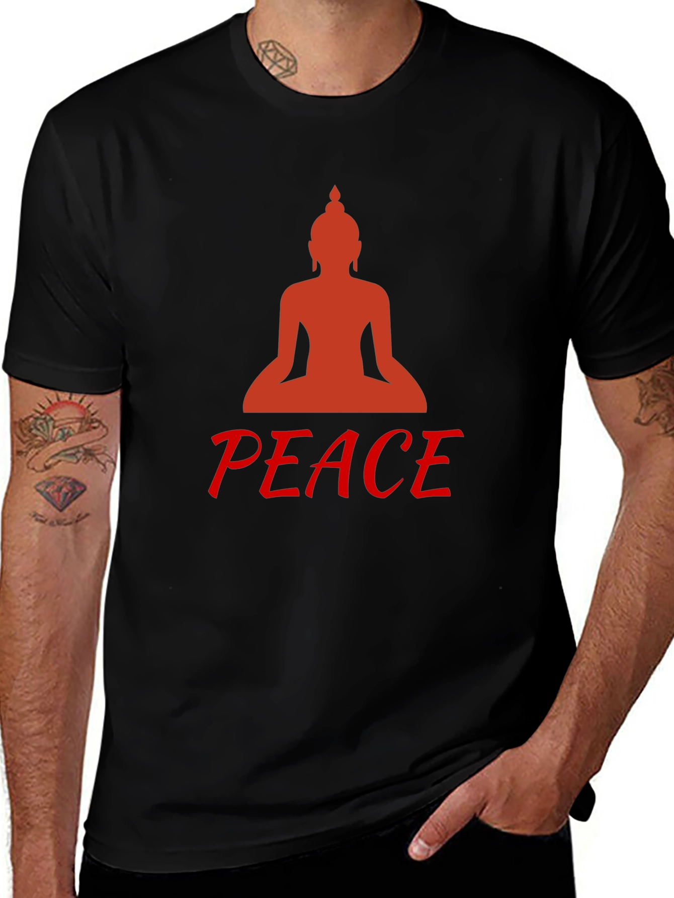 Buddha Peace Graphic Tee - Black Cotton Comfort