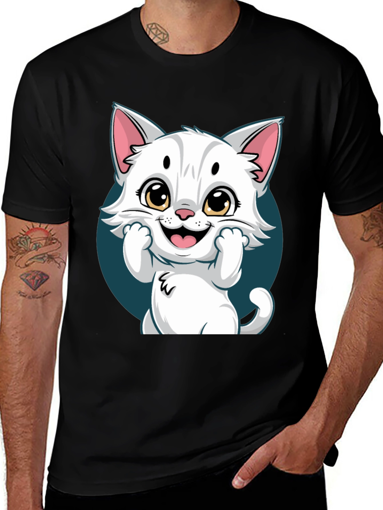 Variant 28 of Cute Cartoon Cat Graphic T-Shirt - Unisex Tee