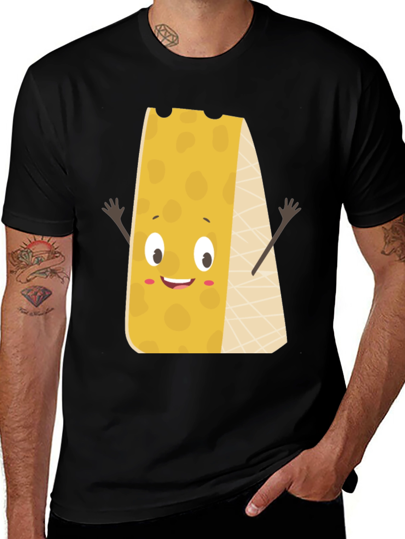 Variant 17 of Funny Cheese Cartoon T-Shirt, Cute Food Tee