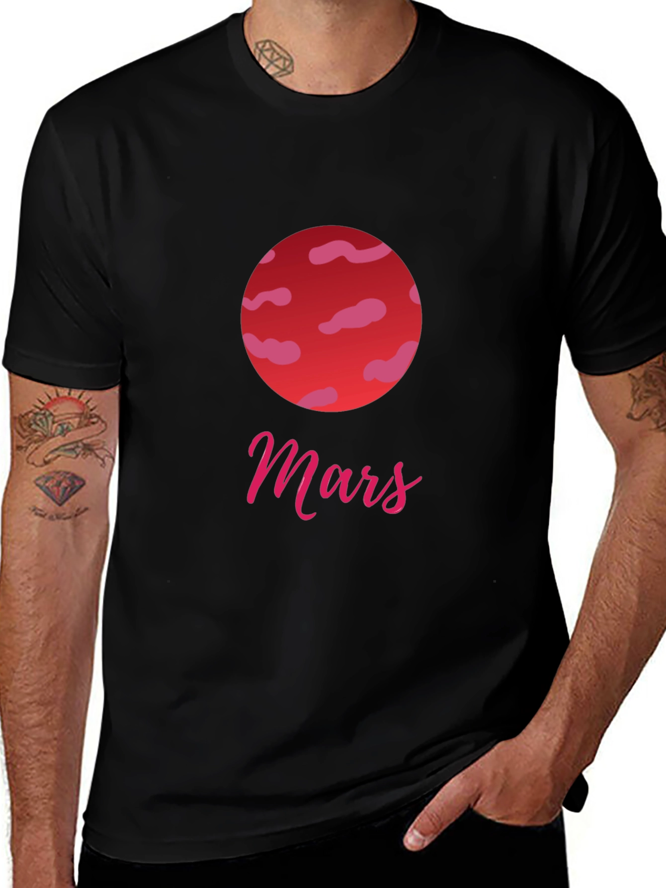 Mars Planet Graphic Tee - Stylish Black T-Shirt