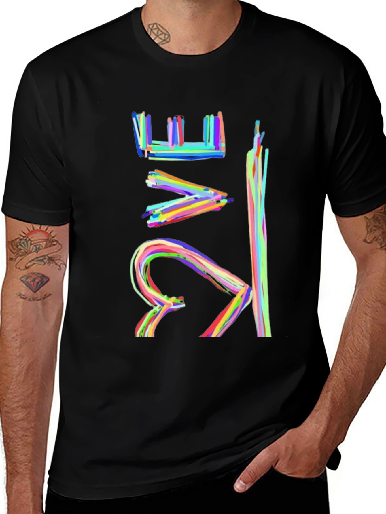 Variant 30 of Colorful Abstract Design Black T-Shirt