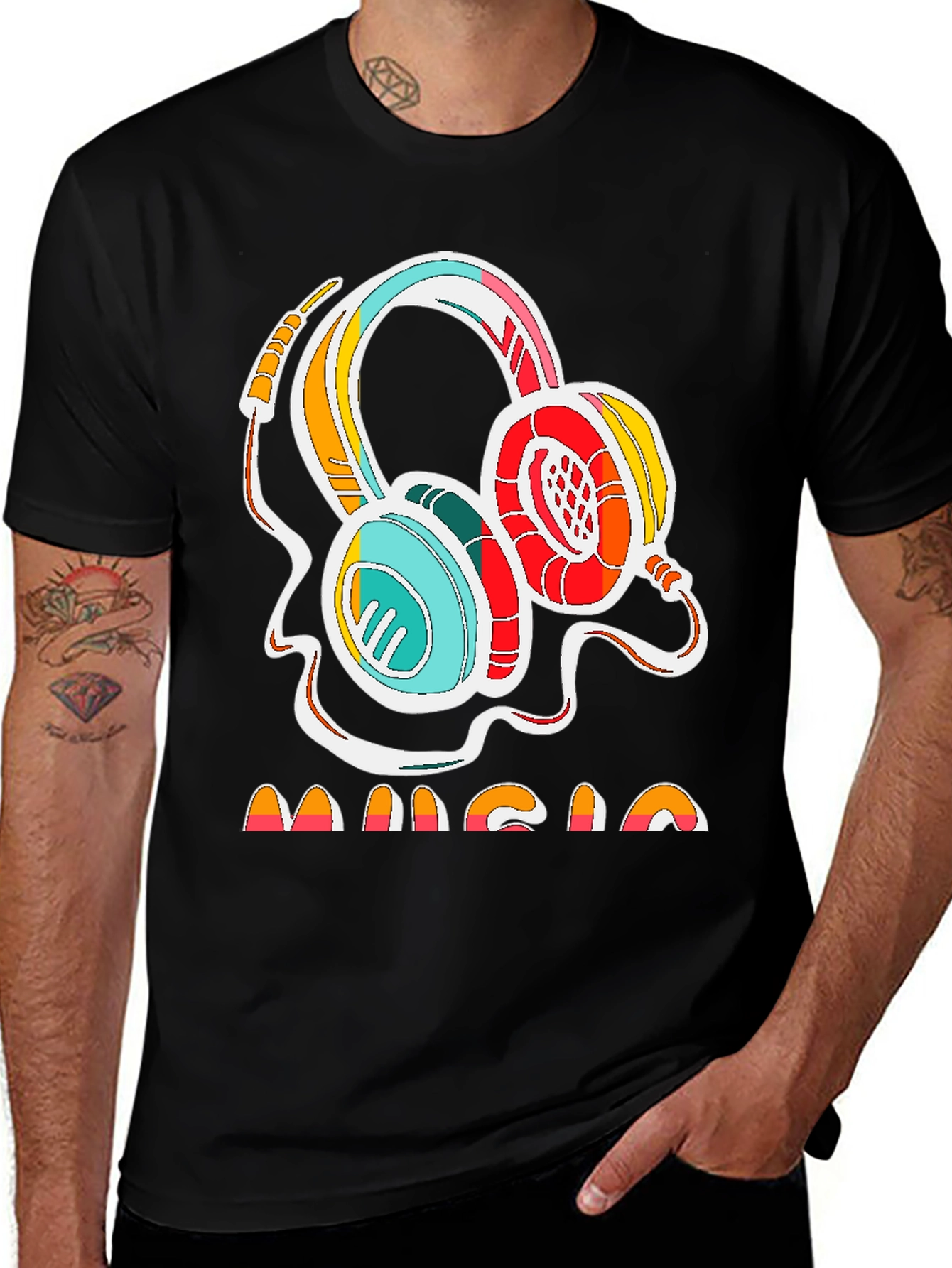 Variant 10 of Retro Music Headphones Graphic Tee - Stylish Cotton Shirt