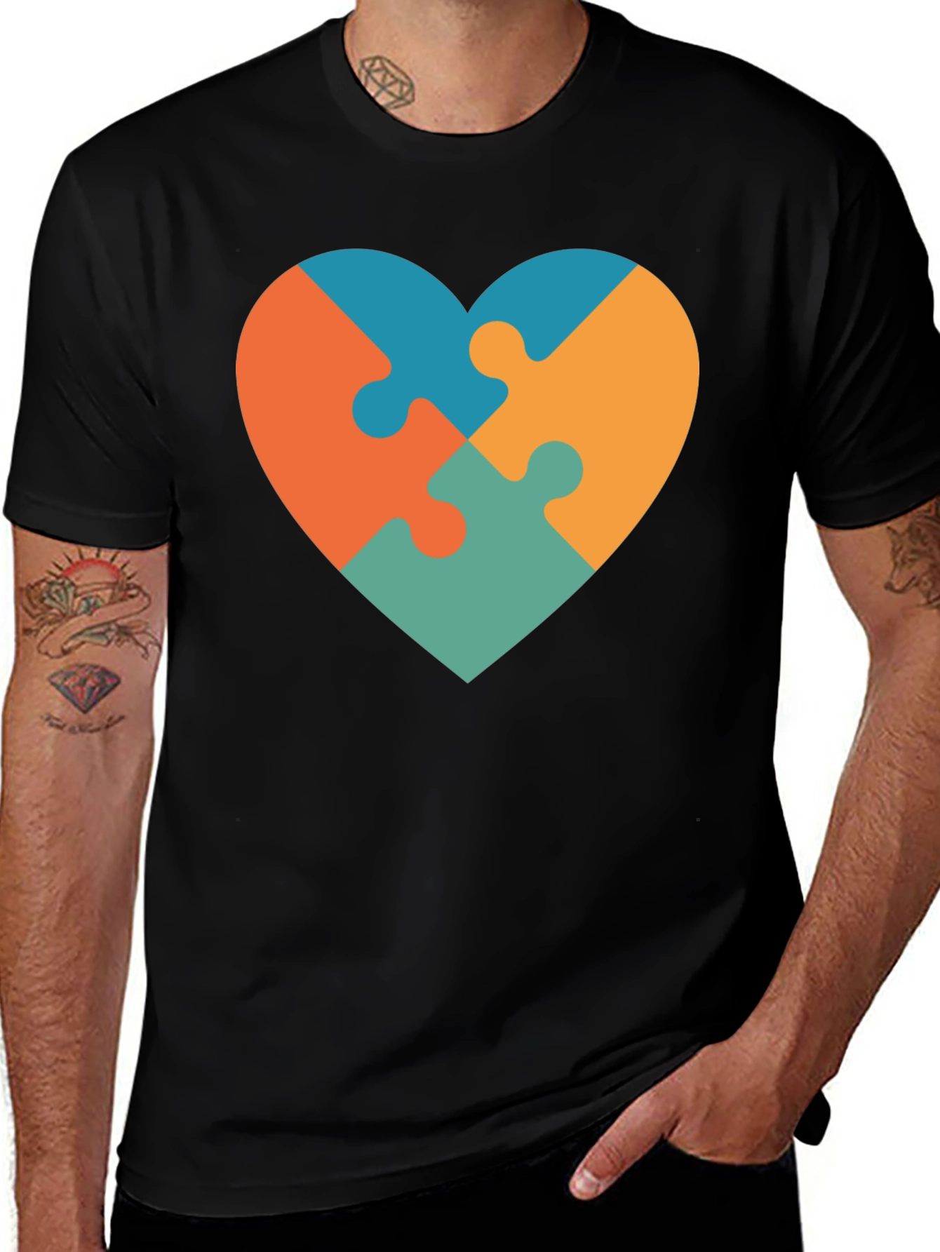 Variant 9 of Heart Puzzle Piece T-Shirt - Autism Awareness