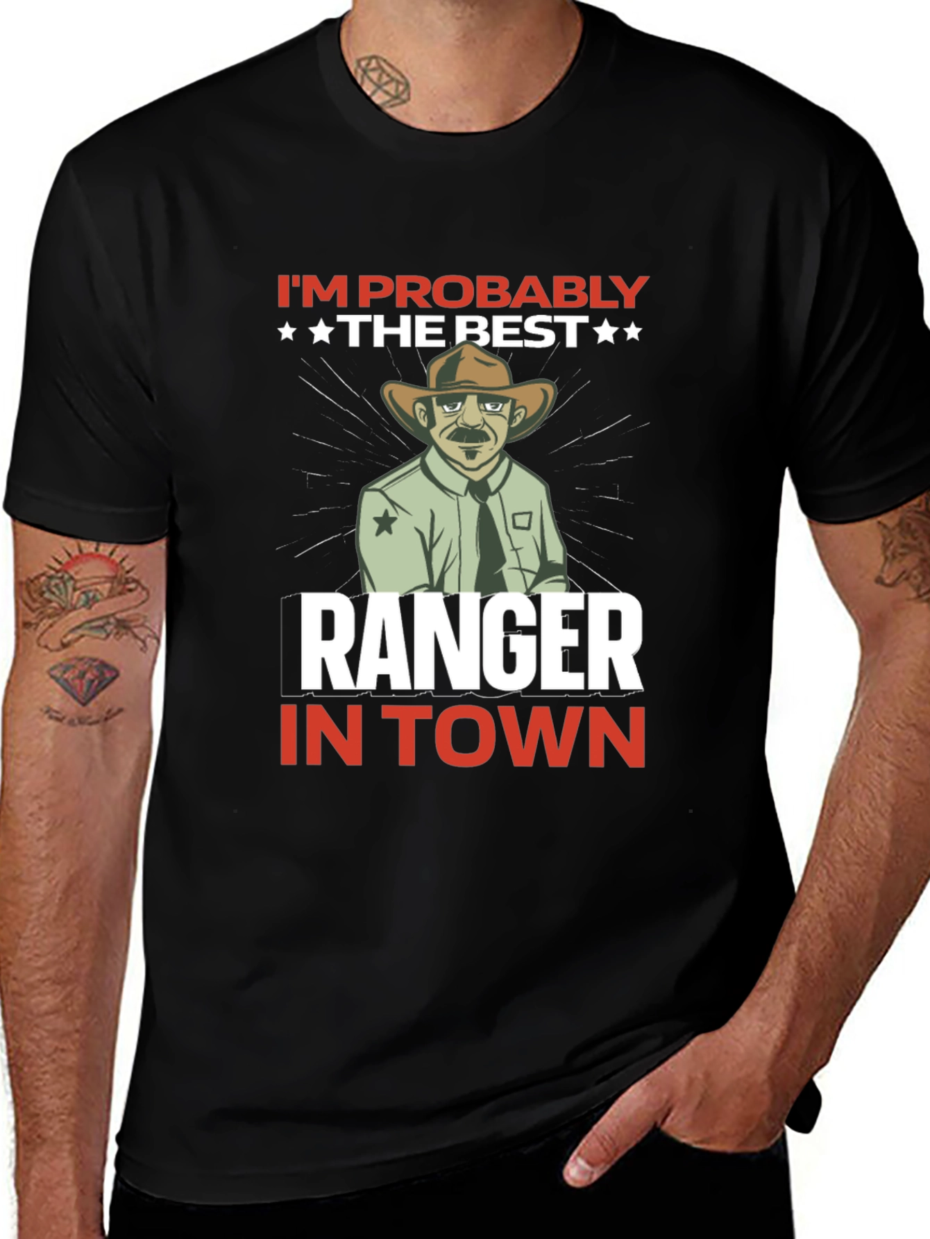 Variant 13 of Best Ranger in Town T-Shirt - Black Graphic Tee
