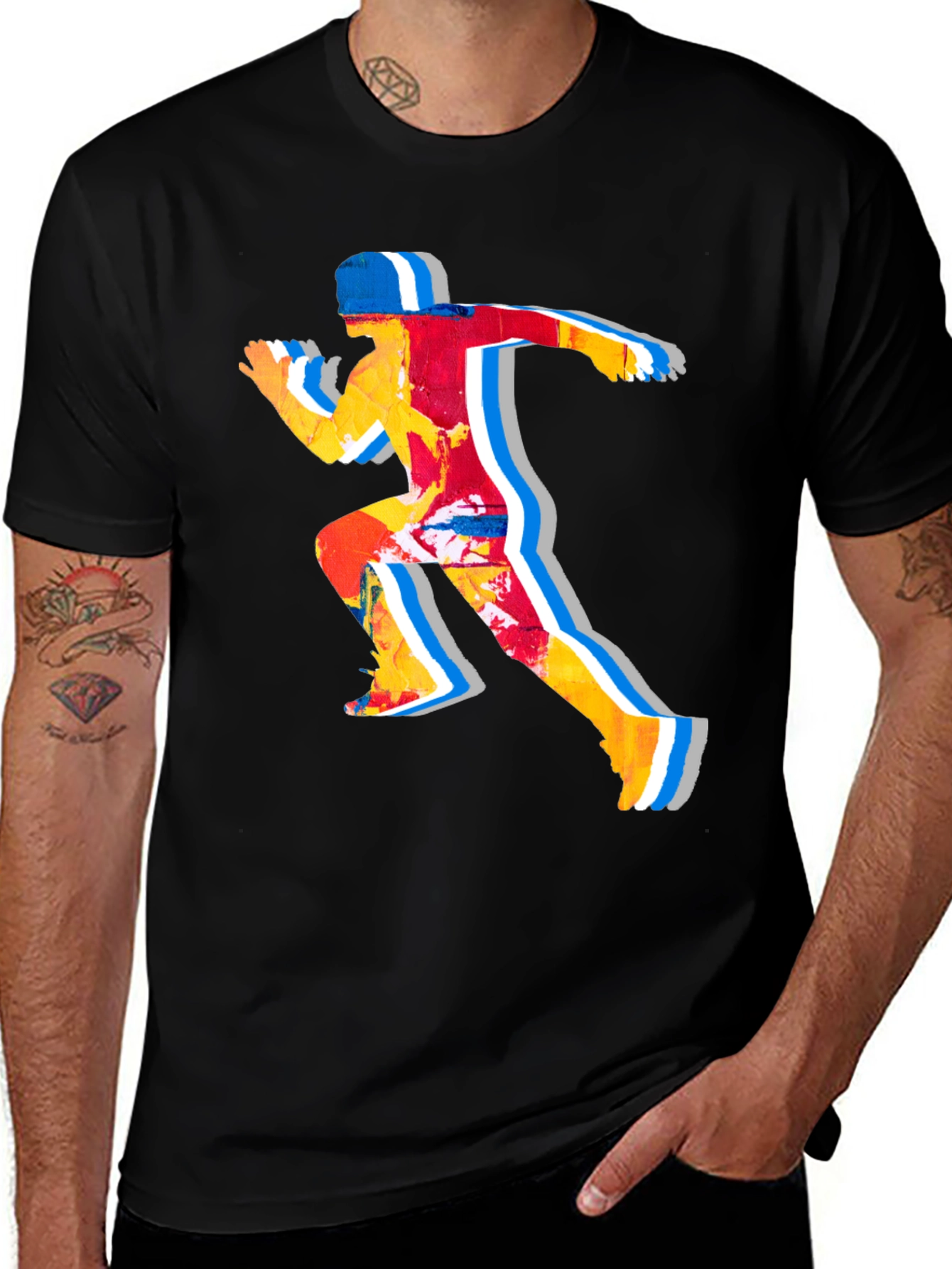 Variant 18 of Runner Graphic Black T-Shirt