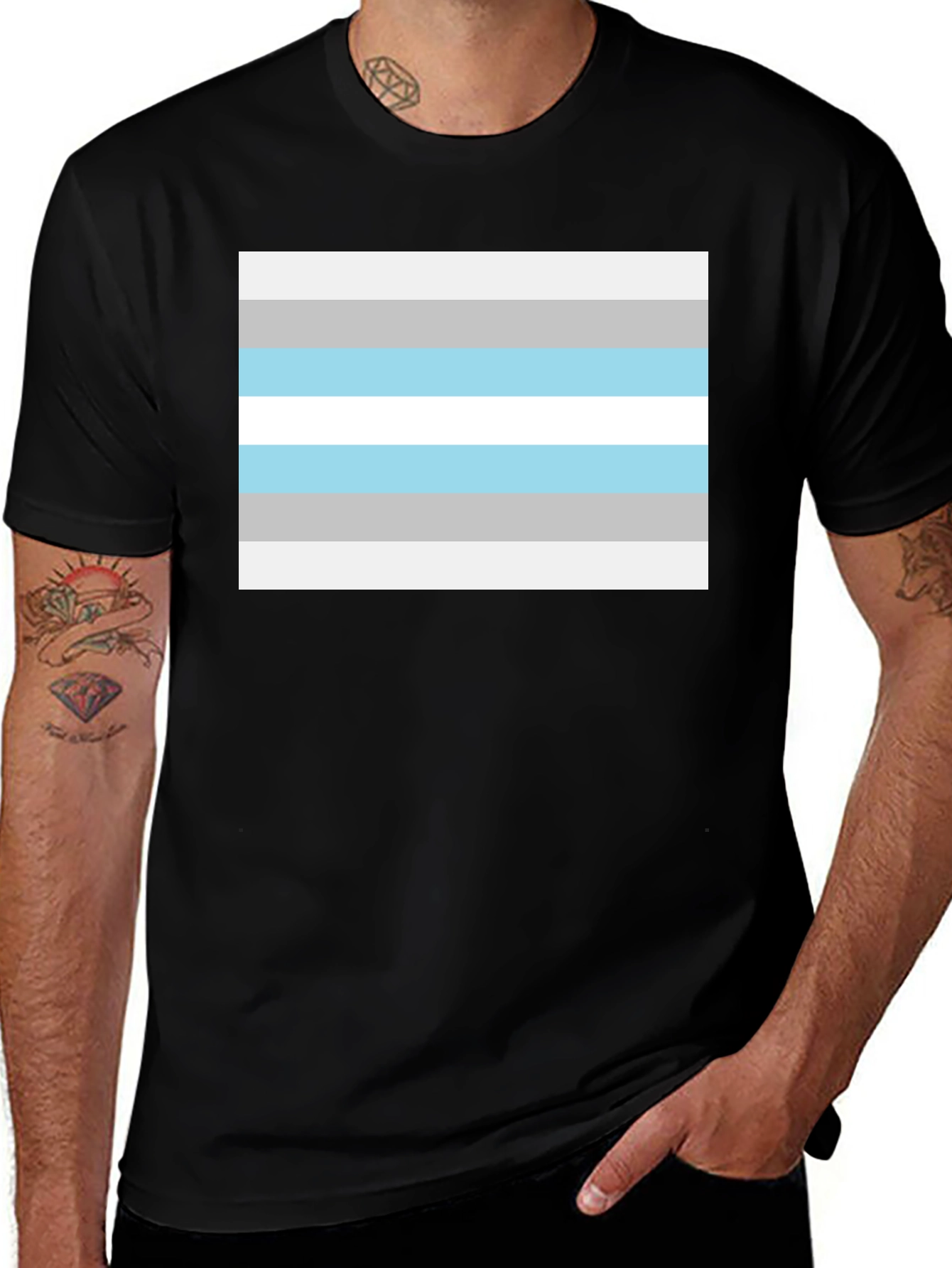 Variant 25 of Demiboy Pride Flag T-Shirt - Black Cotton Blend Tee