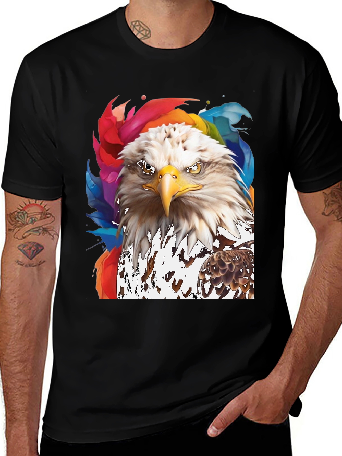 Variant 12 of Bald Eagle Graphic Print Men's Black T-Shirt