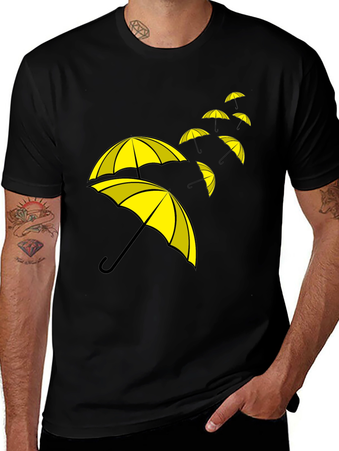 Variant 11 of Umbrella Graphic T-Shirt - Black Cotton Blend Tee