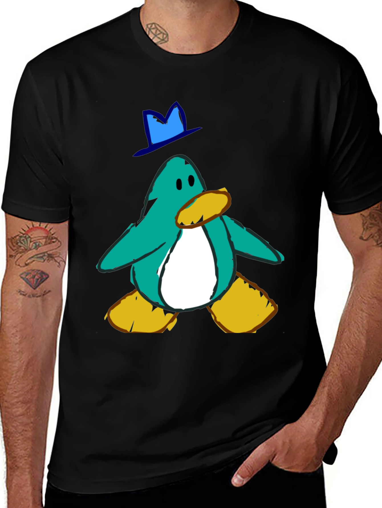 Black Penguin T-Shirt - Cartoon Perry the Platypus main image