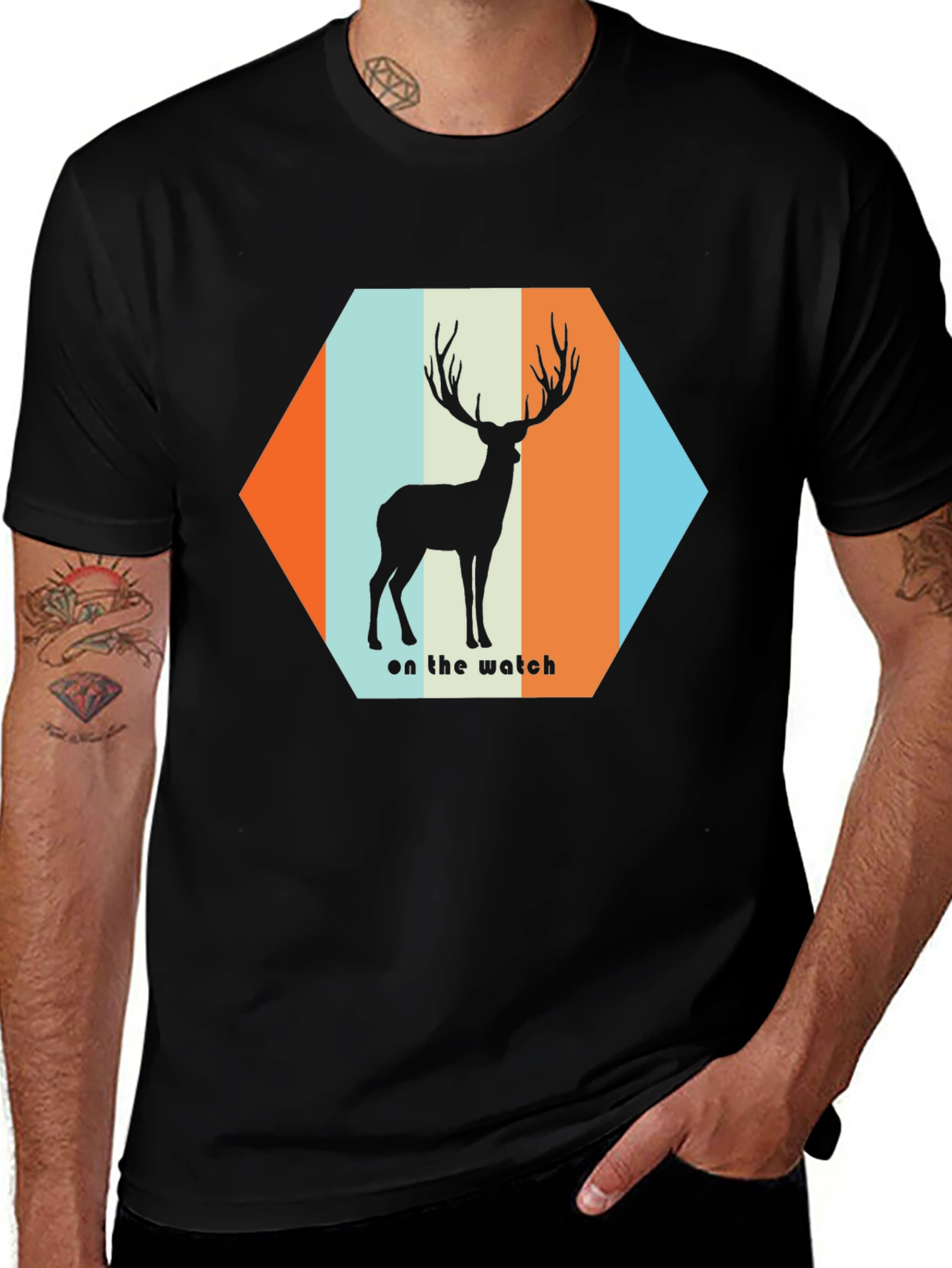Variant 16 of Stylish Deer Graphic Tee - "On the Watch"