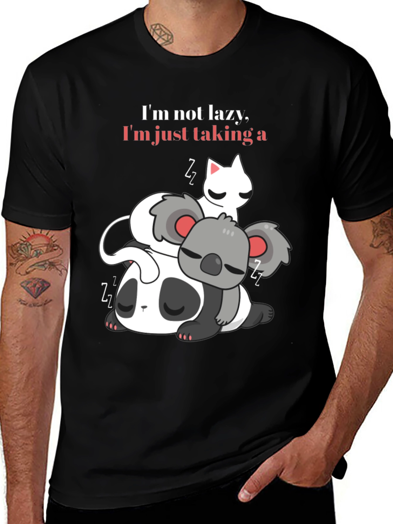 Lazy Day T-Shirt: Panda, Koala, Cat Nap Tee