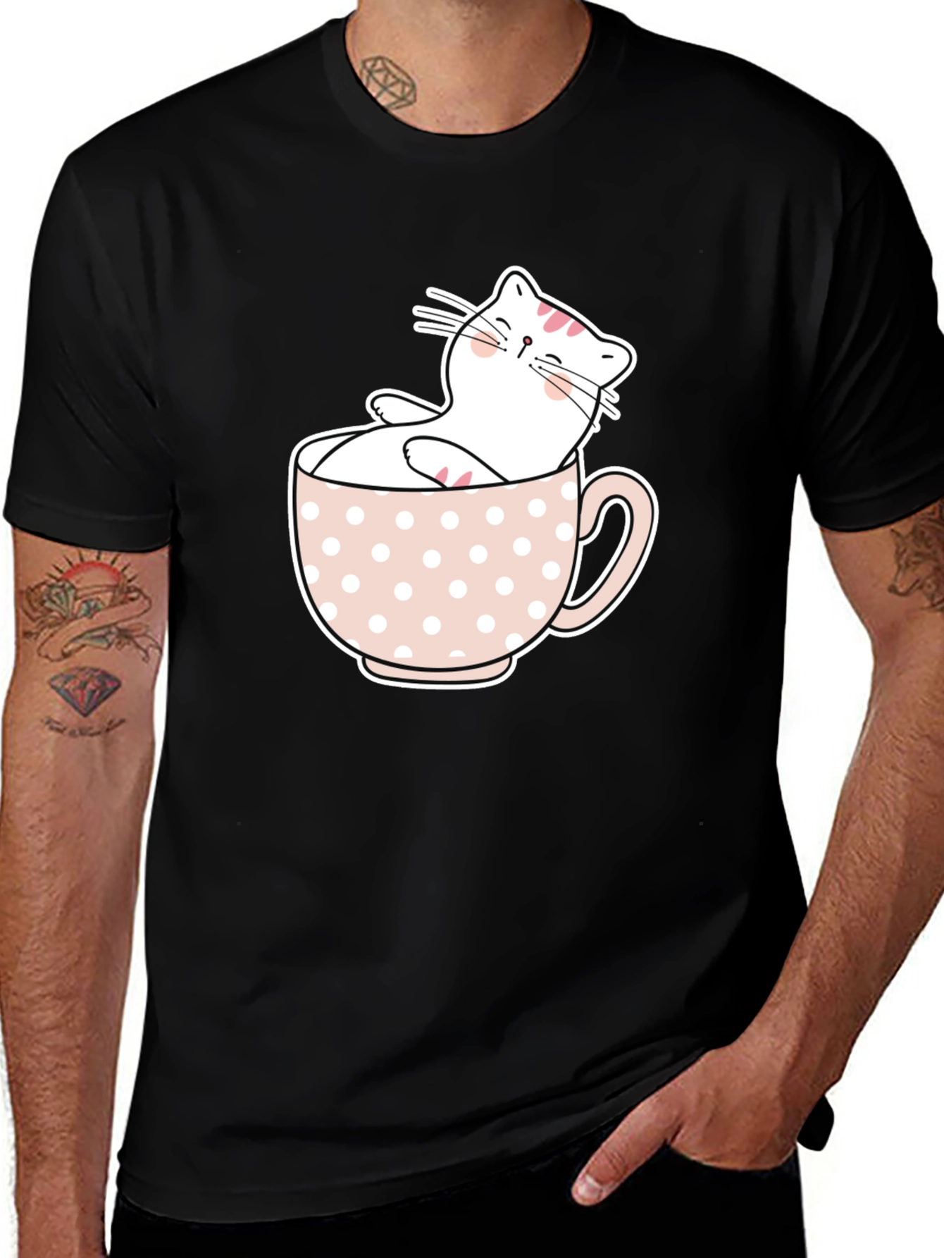 Variant 8 of Cute Cat in Cup T-Shirt - Whimsical Graphic Tee