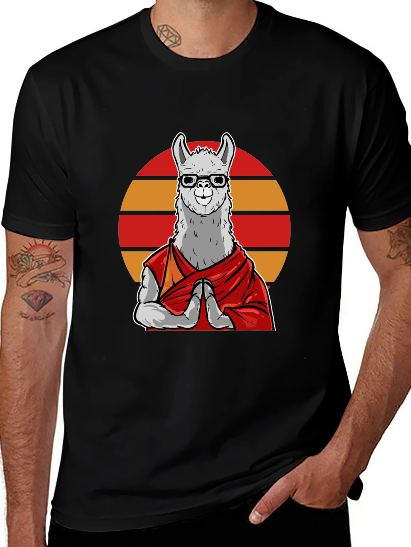Variant 6 of Zen Llama T-Shirt - Meditating Lama in Glasses
