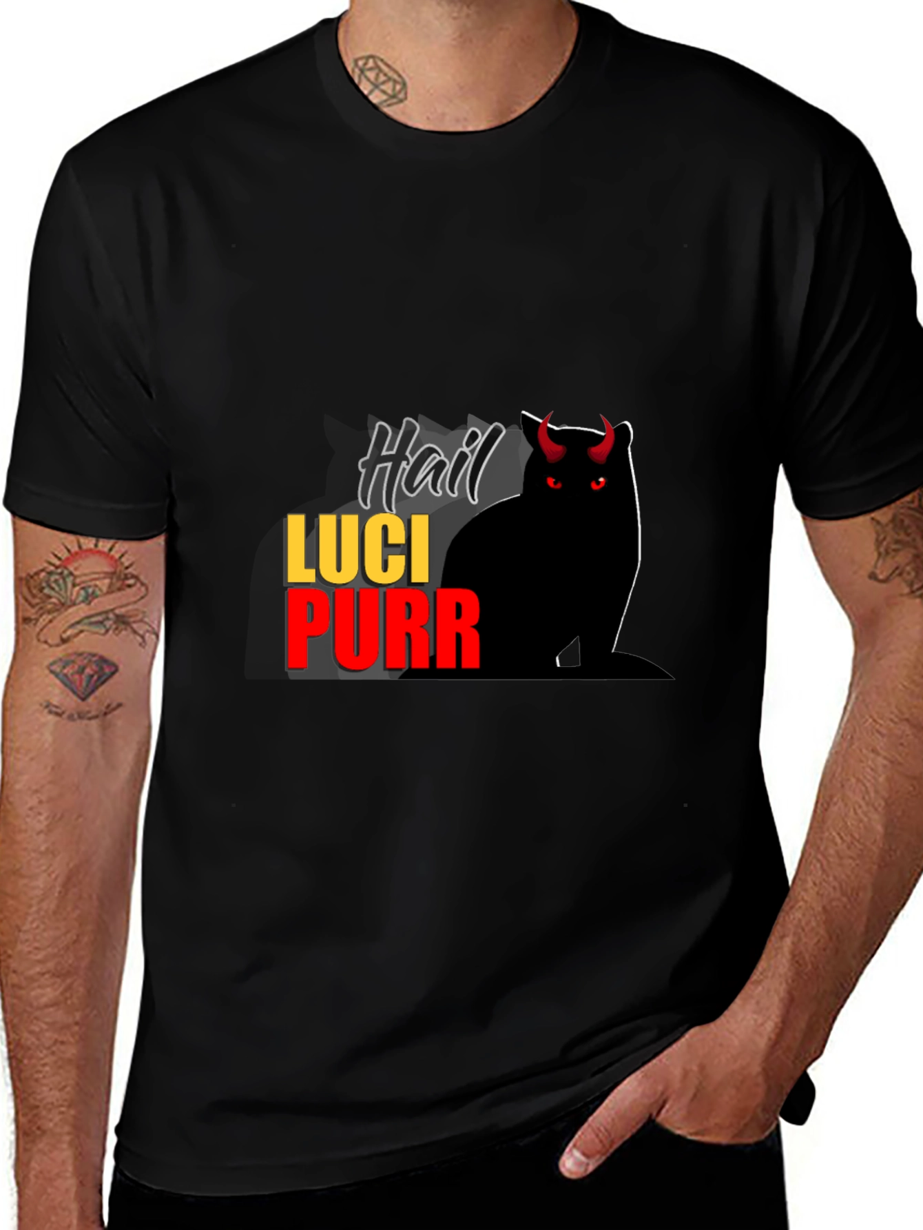Variant 12 of Hail Luci Purr T-Shirt - Devil Cat Tee