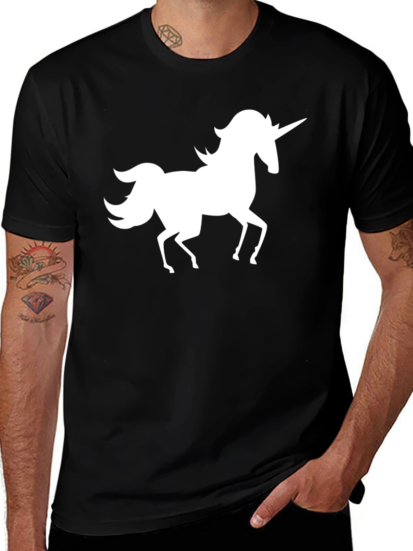 Variant 10 of Unicorn Graphic Tee - Stylish Black Cotton T-Shirt