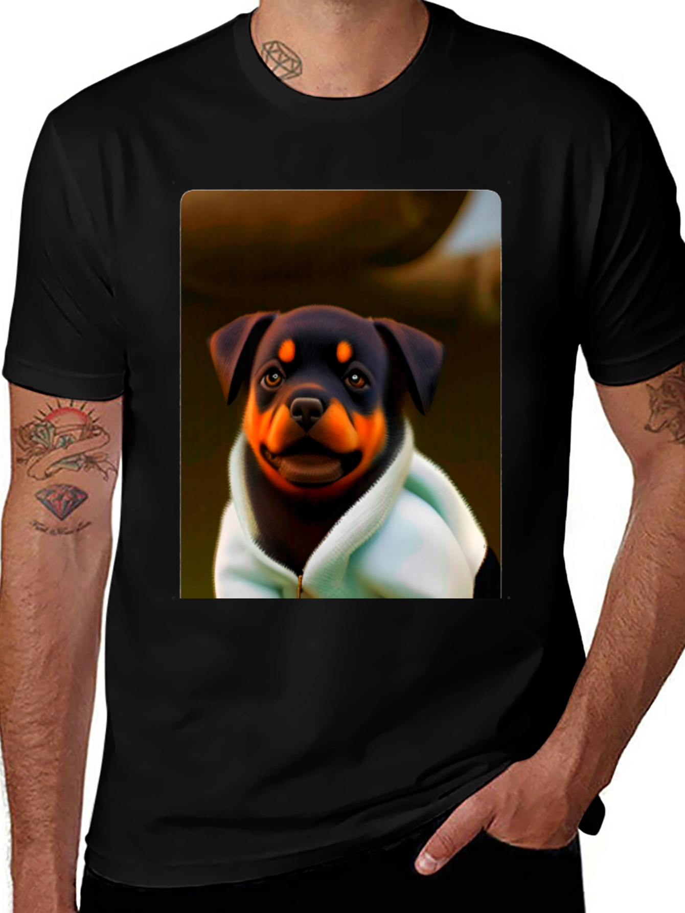 Variant 19 of Rottweiler Puppy Hoodie T-Shirt - Cute Dog Tee