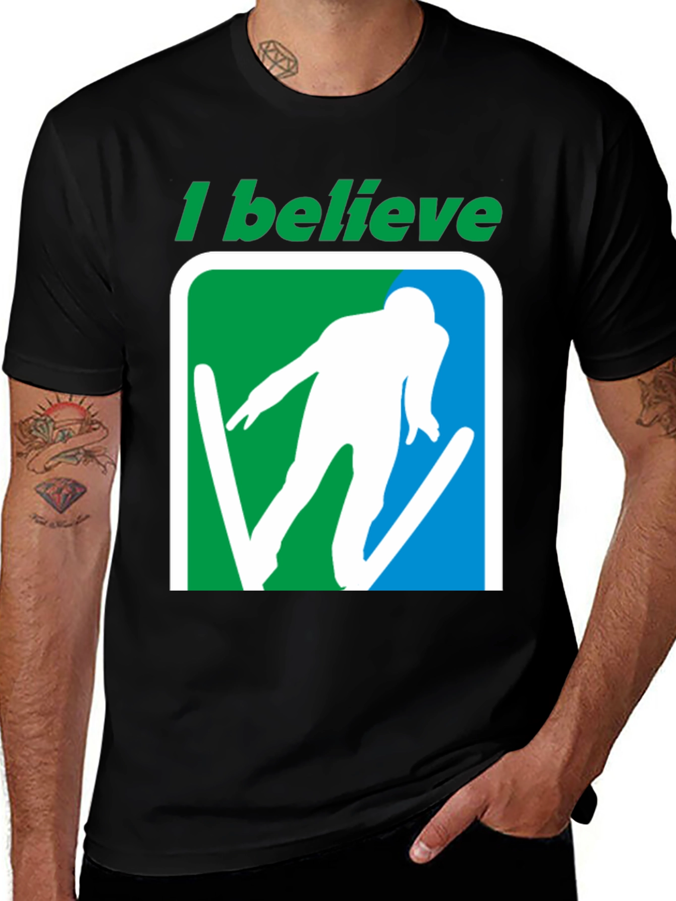 Variant 26 of I Believe Skier Graphic T-Shirt