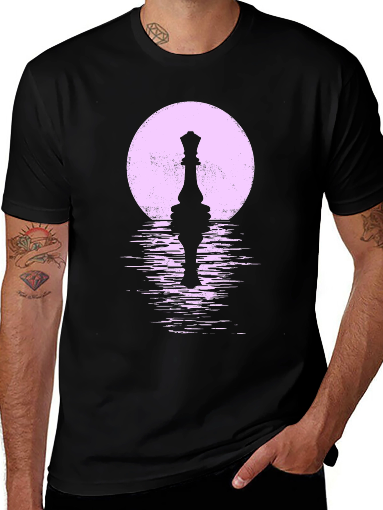 Chess Queen Moon Black T-Shirt