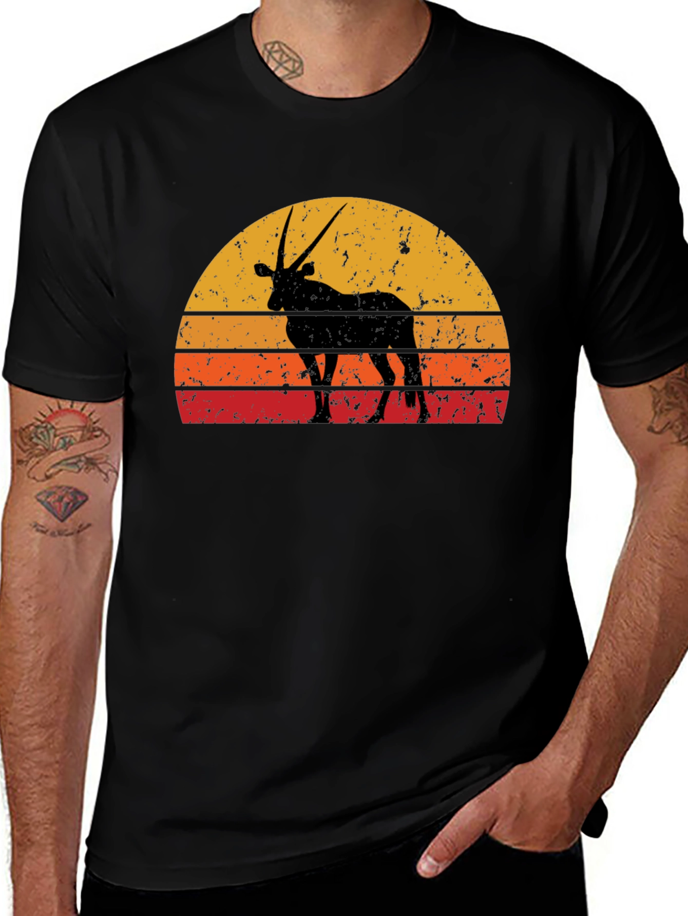 Variant 7 of Oryx Sunset Graphic Tee - Black Unisex T-Shirt