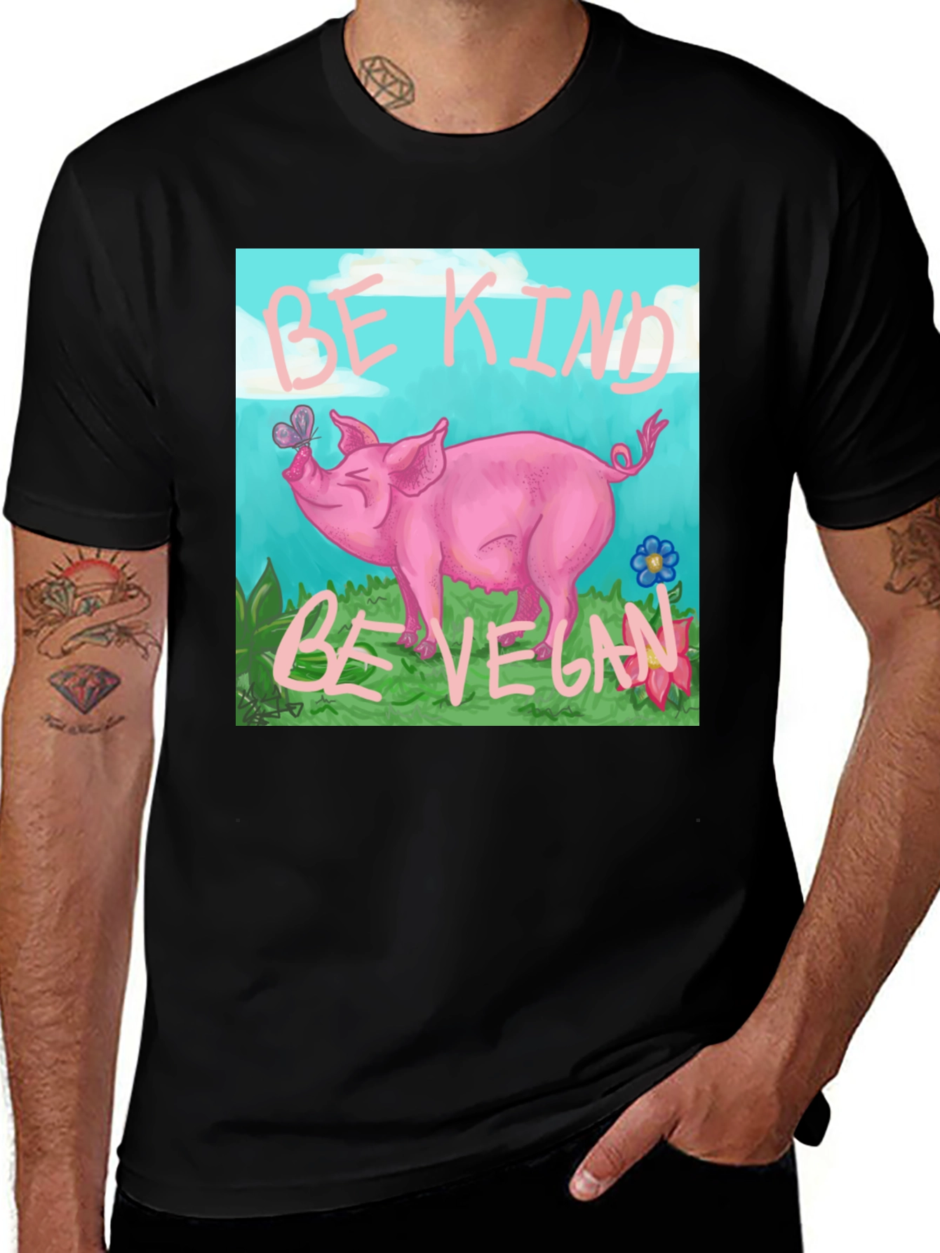 Variant 21 of Be Kind Be Vegan Pig T-Shirt