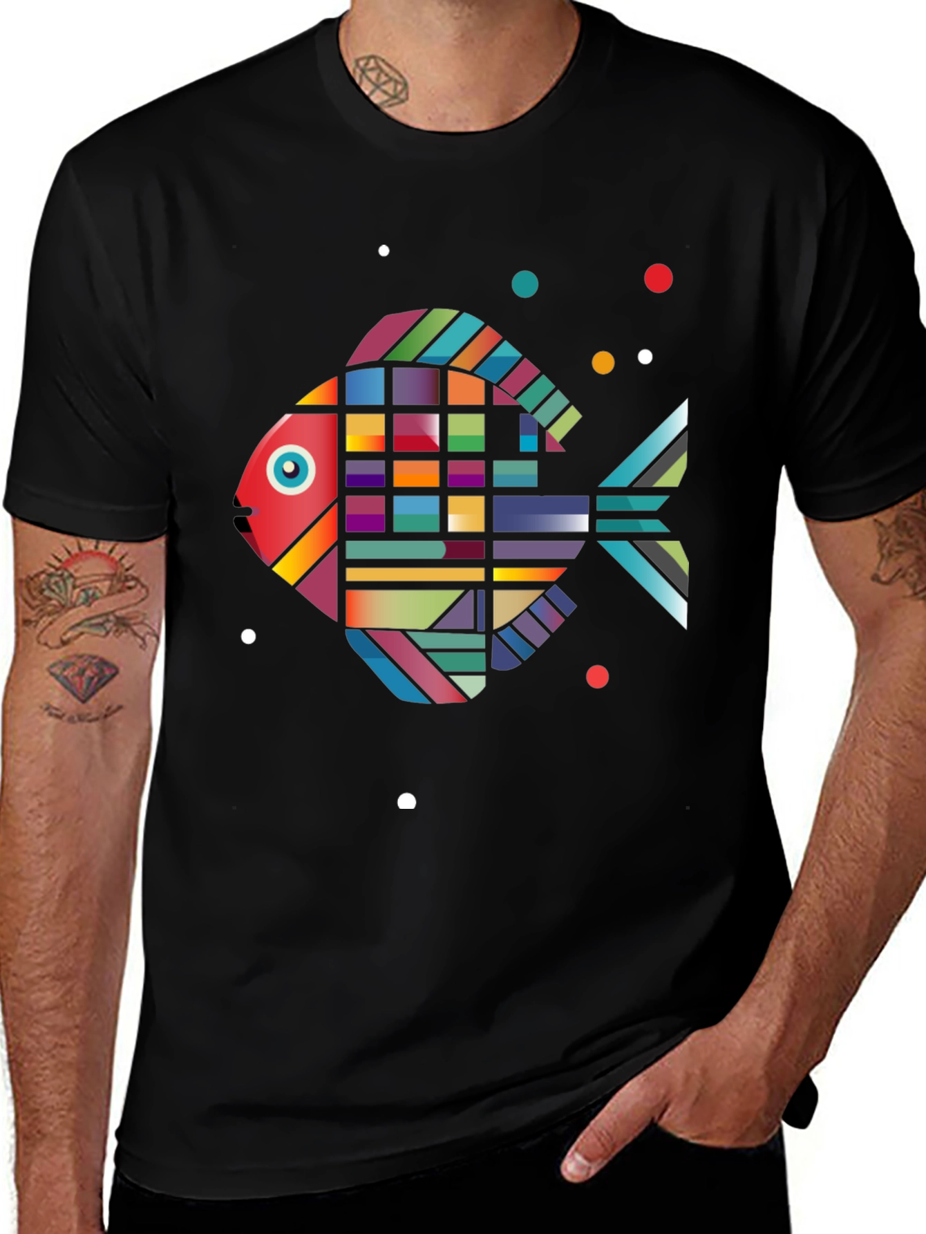 Variant 12 of Geometric Fish Graphic T-Shirt - Modern Art Tee